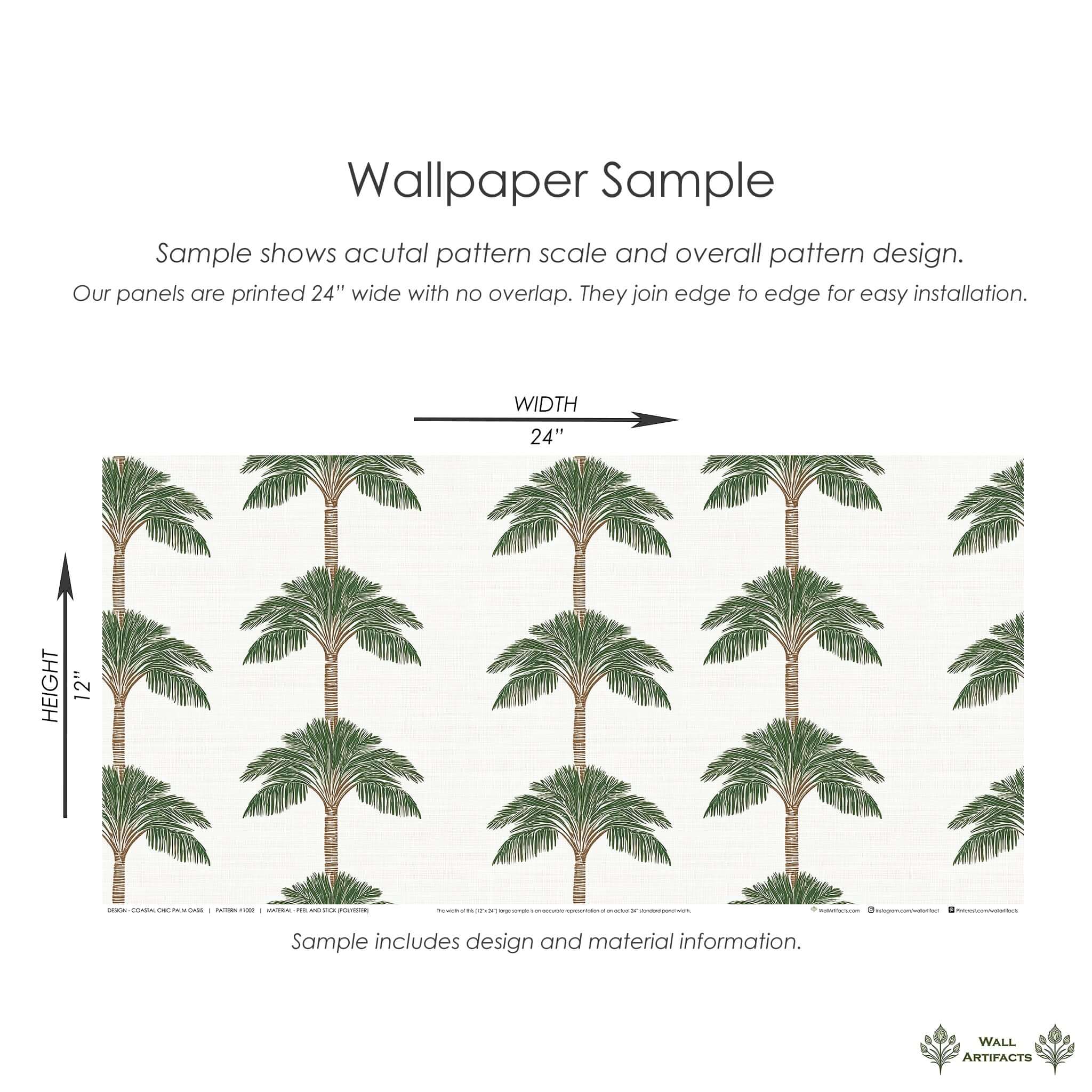 Wallpaper sample featuring palm trees on a textured background, showcasing a coastal chic design ideal for modern beach-inspired interiors.