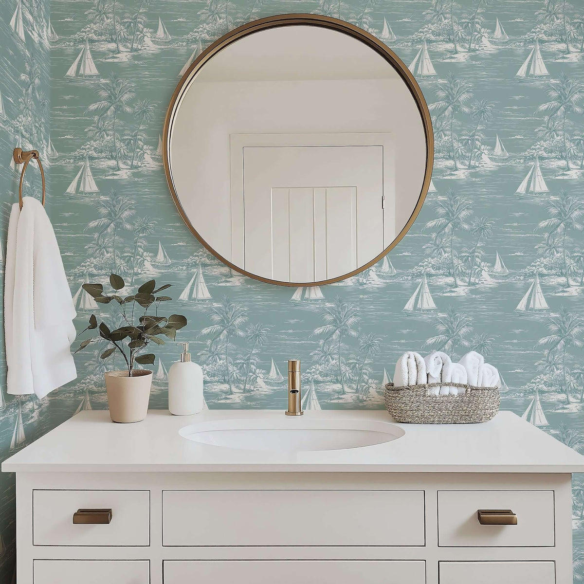 Using Coastal Wallpaper When Designing a Coastal-Inspired Powder Room