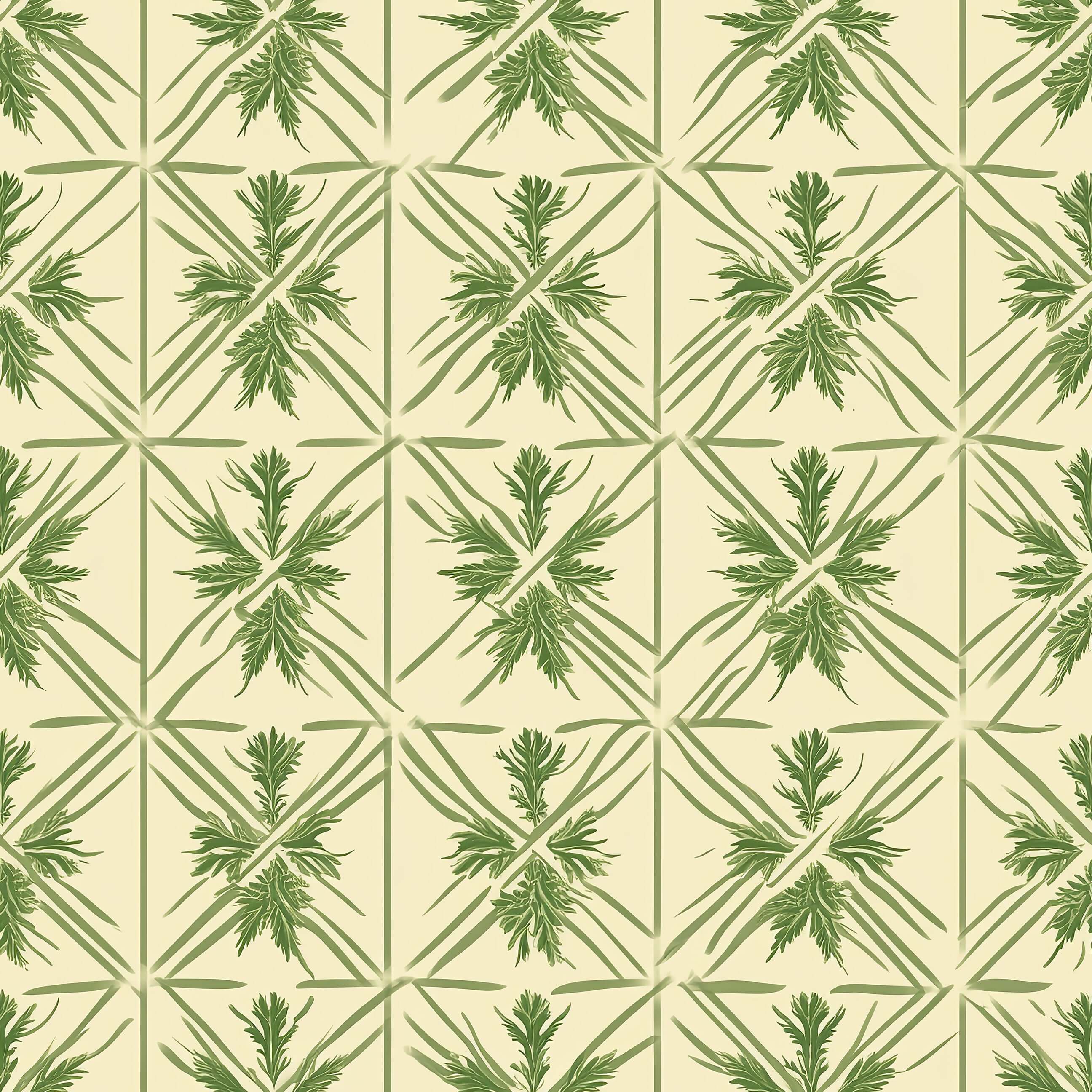 Geometric Greenery wallpaper with botanical patterns in green foliage set against a neutral background, ideal for accent walls.