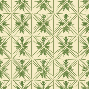 Geometric Greenery wallpaper with botanical patterns in green foliage set against a neutral background, ideal for accent walls.