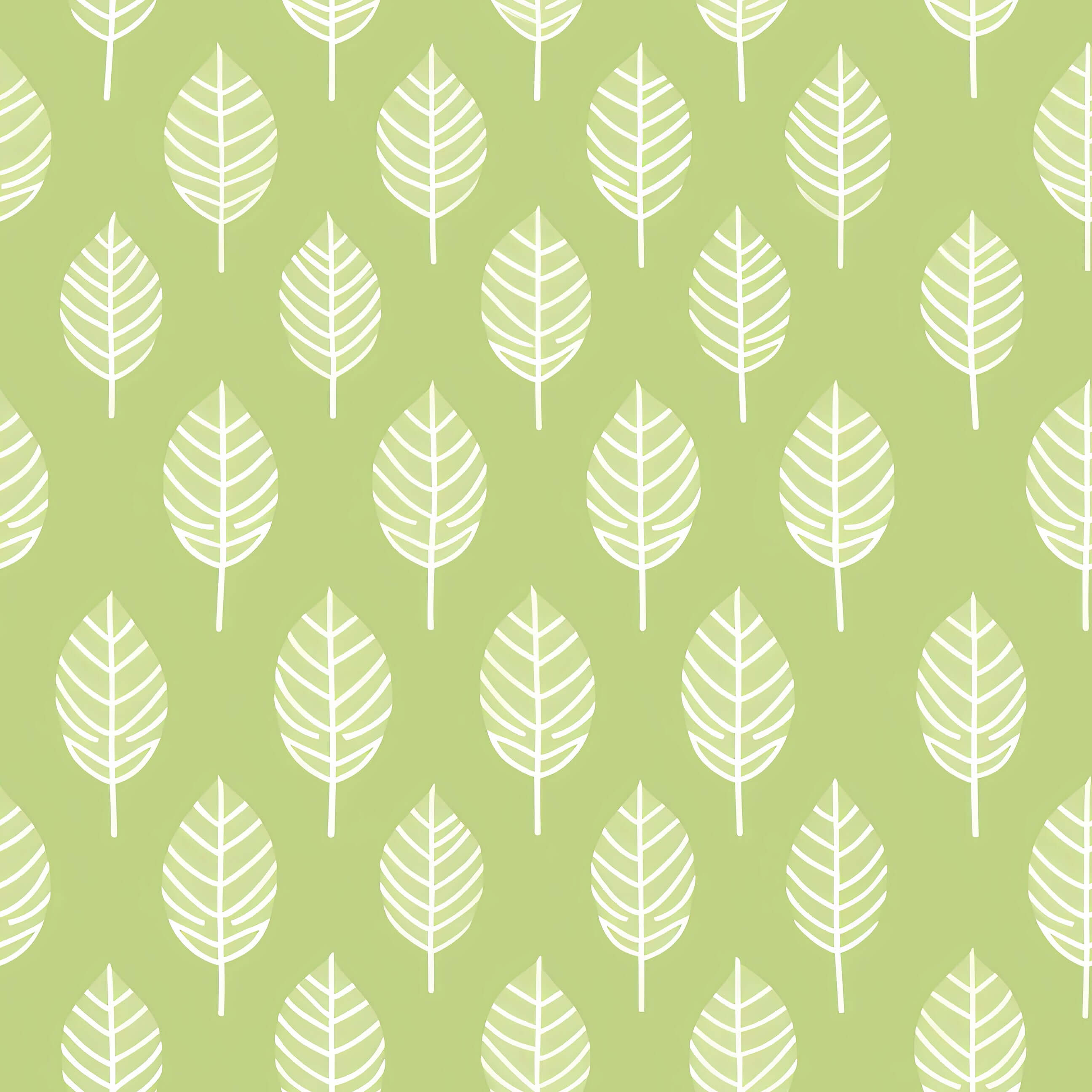Spring Leaf wallpaper featuring white leaf silhouettes on green, perfect for a playroom nursery with an abstract modern design.