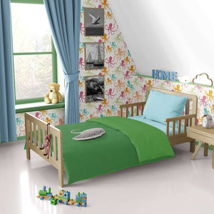 Children's bedroom with OctoPop Splash wallpaper featuring colorful octopus design, ideal for playful and coastal-themed spaces.