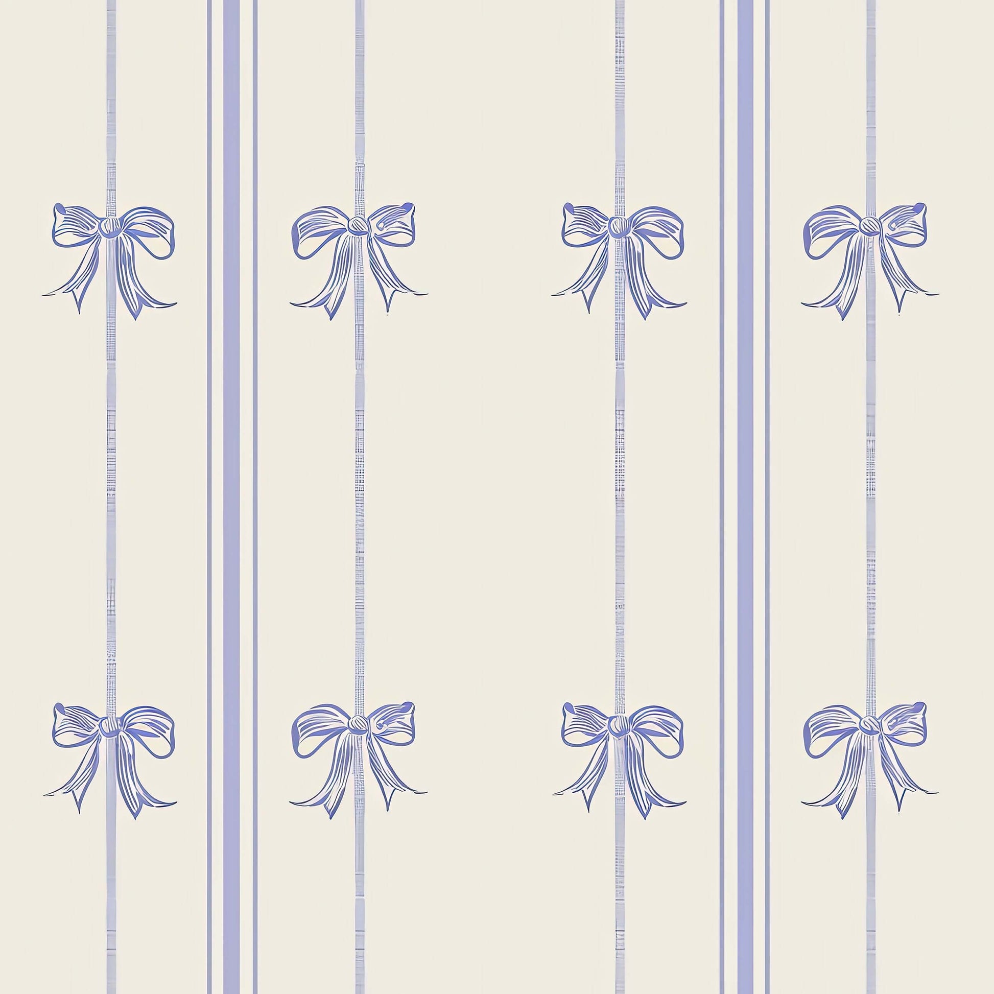 Lavender ribbons in bow pattern on Charmed Bows wallpaper, perfect for baby nursery and playroom.