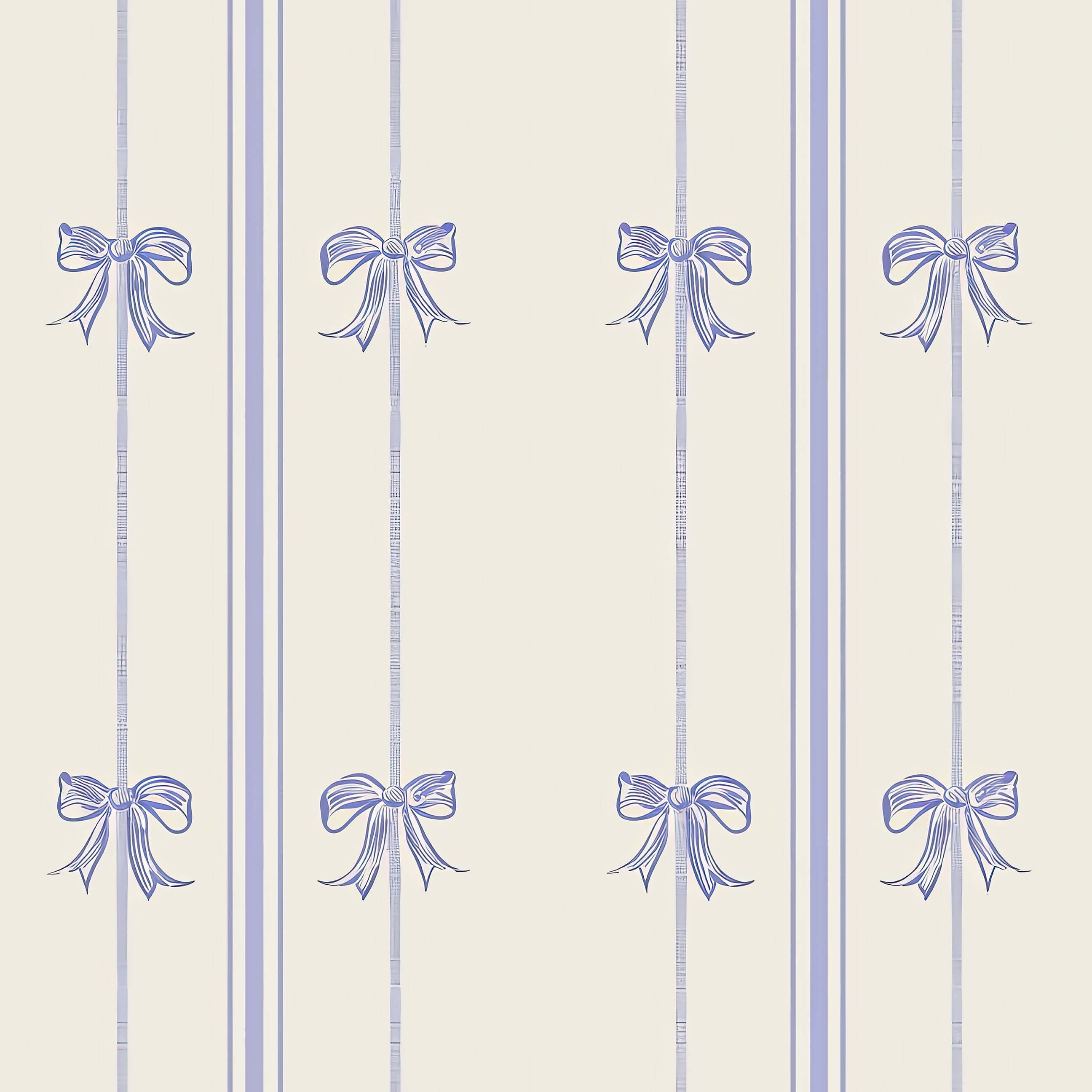 Lavender ribbons in bow pattern on Charmed Bows wallpaper, perfect for baby nursery and playroom.