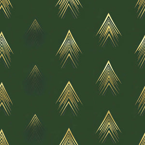 Art Deco wallpaper with gold arrow patterns on deep forest green background, featuring metallic highlights for a modern statement.