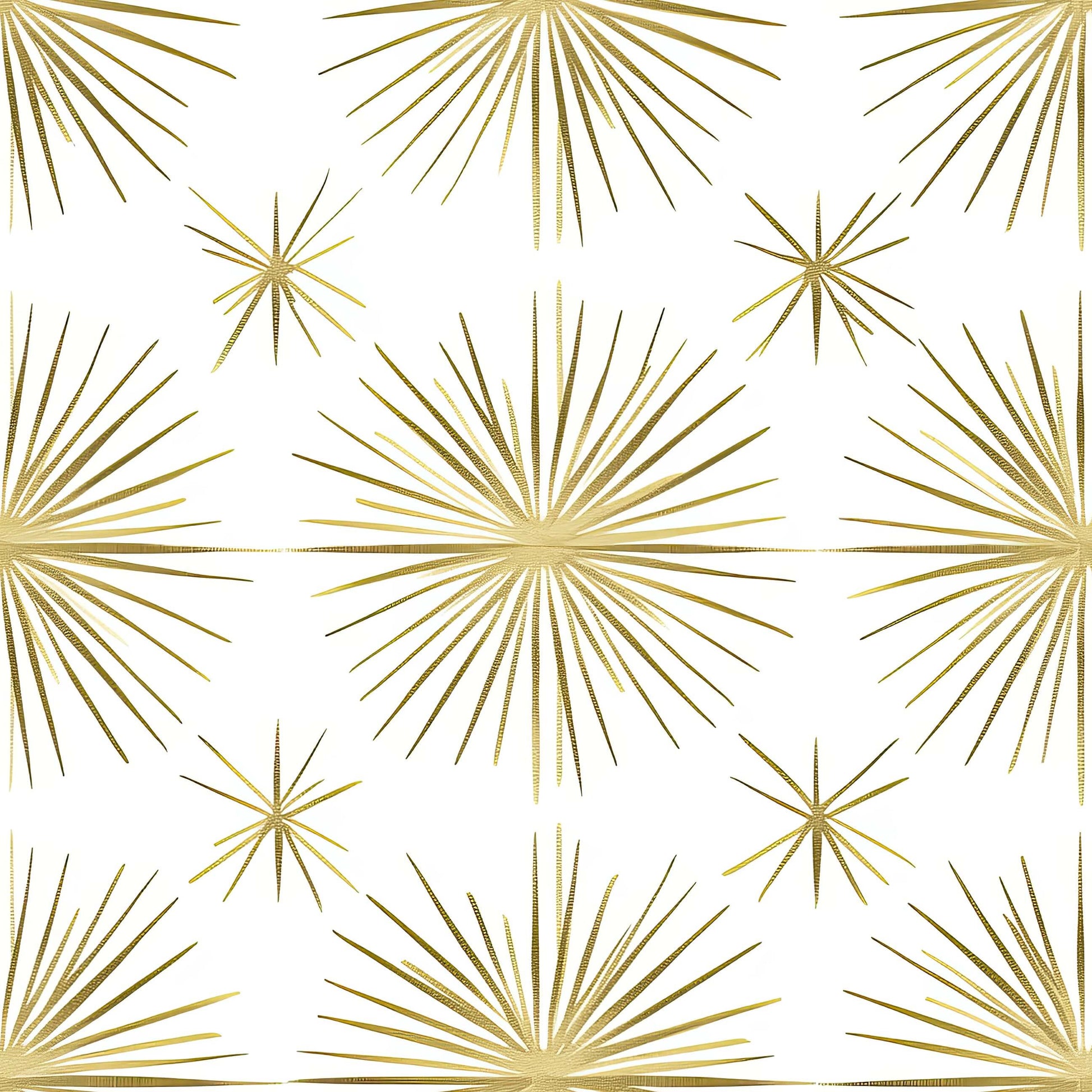 Vintage Gold Star Wallpaper featuring inky gold starburst pattern on white, perfect for Mid-Century Modern and Retro decors.
