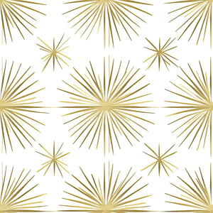Vintage Gold Star Wallpaper featuring inky gold starburst pattern on white, perfect for Mid-Century Modern and Retro decors.