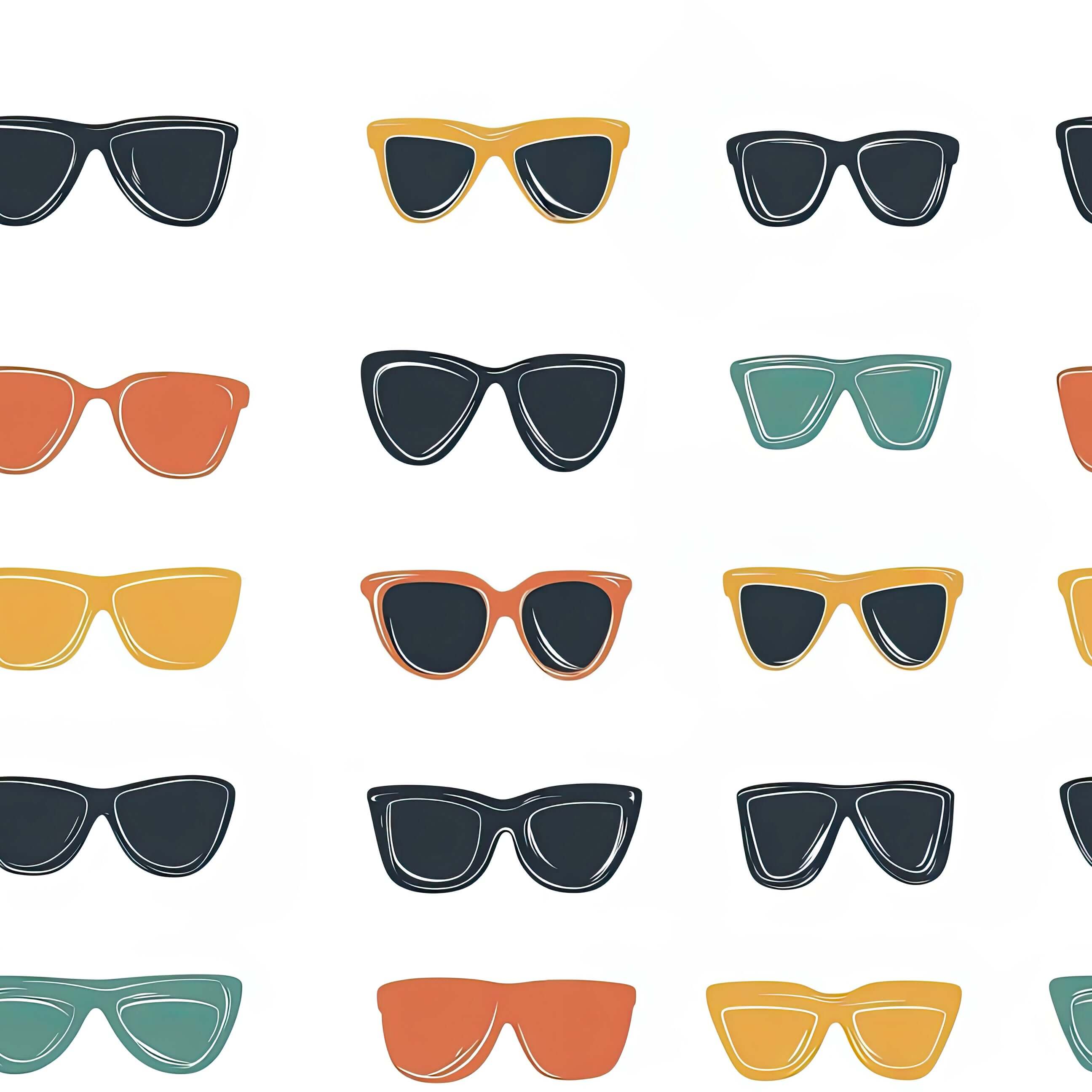 Pop Art Sunglass Wallpaper in vibrant colors, featuring retro designs for a mid-century modern and coastal interior look.