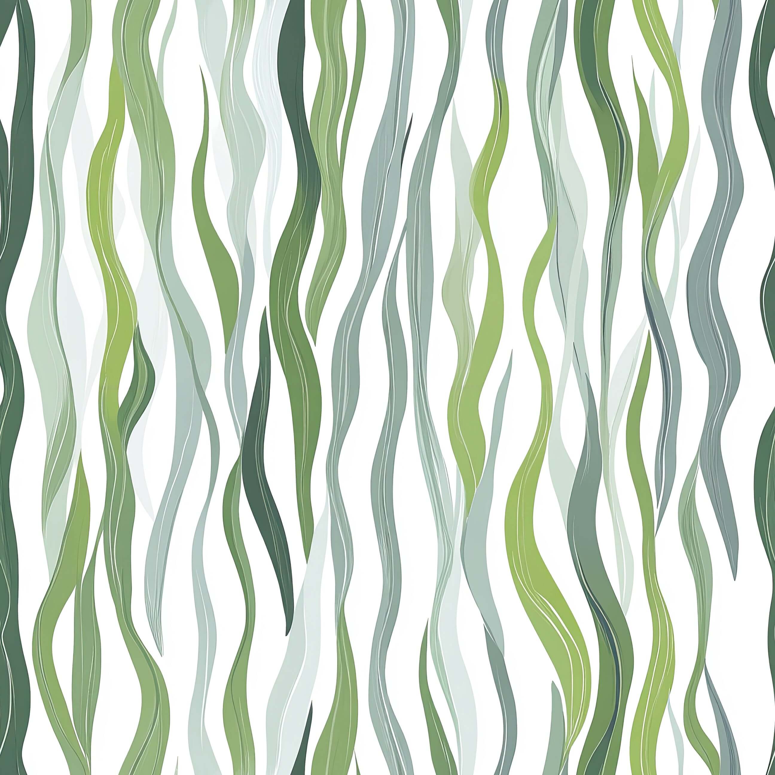 Kelp Cascade Wallpaper featuring vertical green strands, creating an ocean-inspired, coastal aesthetic for tranquil, nature-themed interiors.