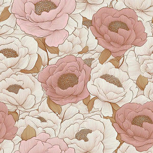 Blush Peony Dream wallpaper with monochromatic pink and ivory flowers, creating a modern romantic atmosphere for any room.
