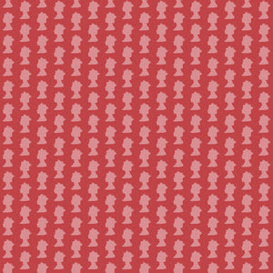 Modern Monarchy Motif wallpaper featuring soft pink royal head silhouettes on a red background, capturing London and England's essence.