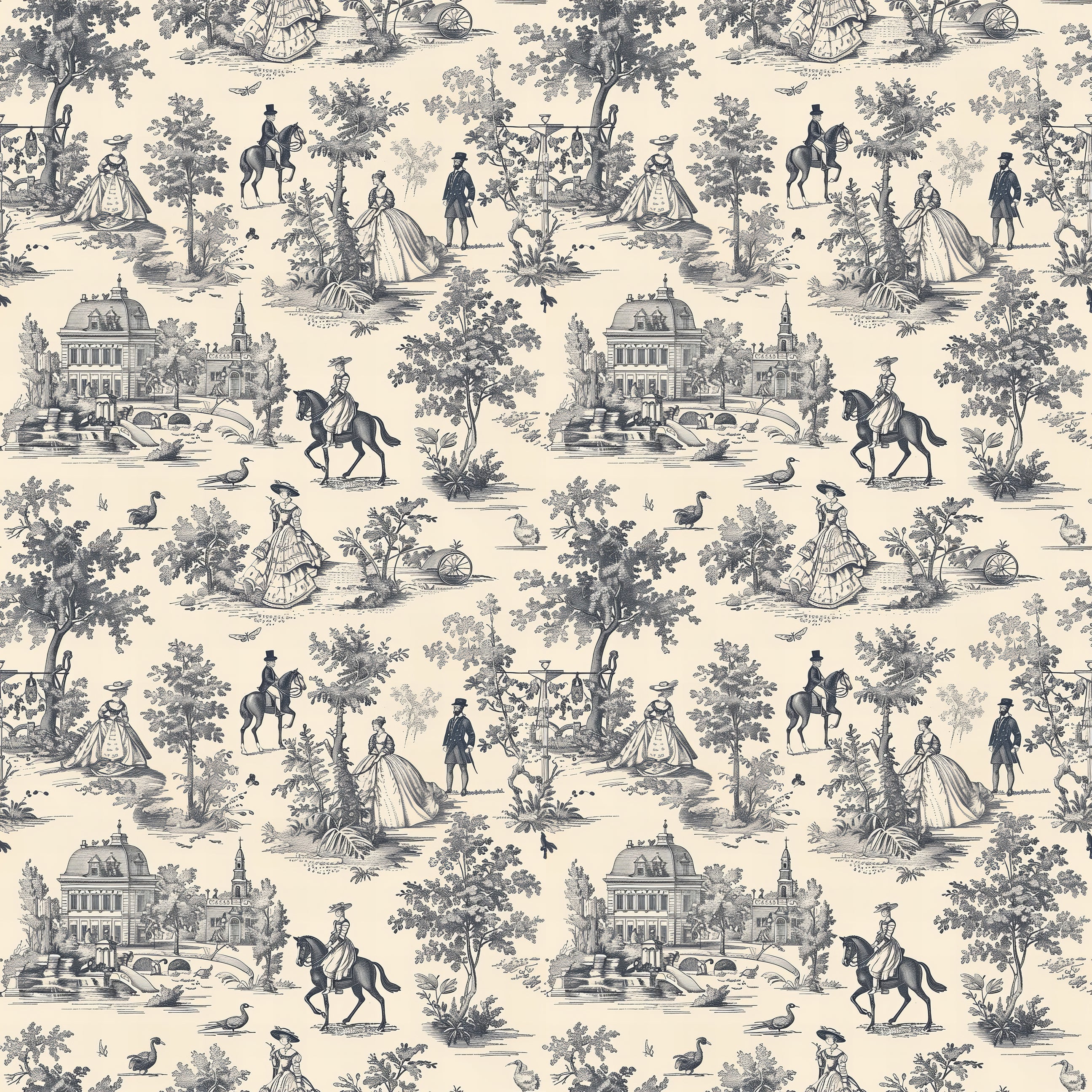 Victorian Garden Promenade Wallpaper