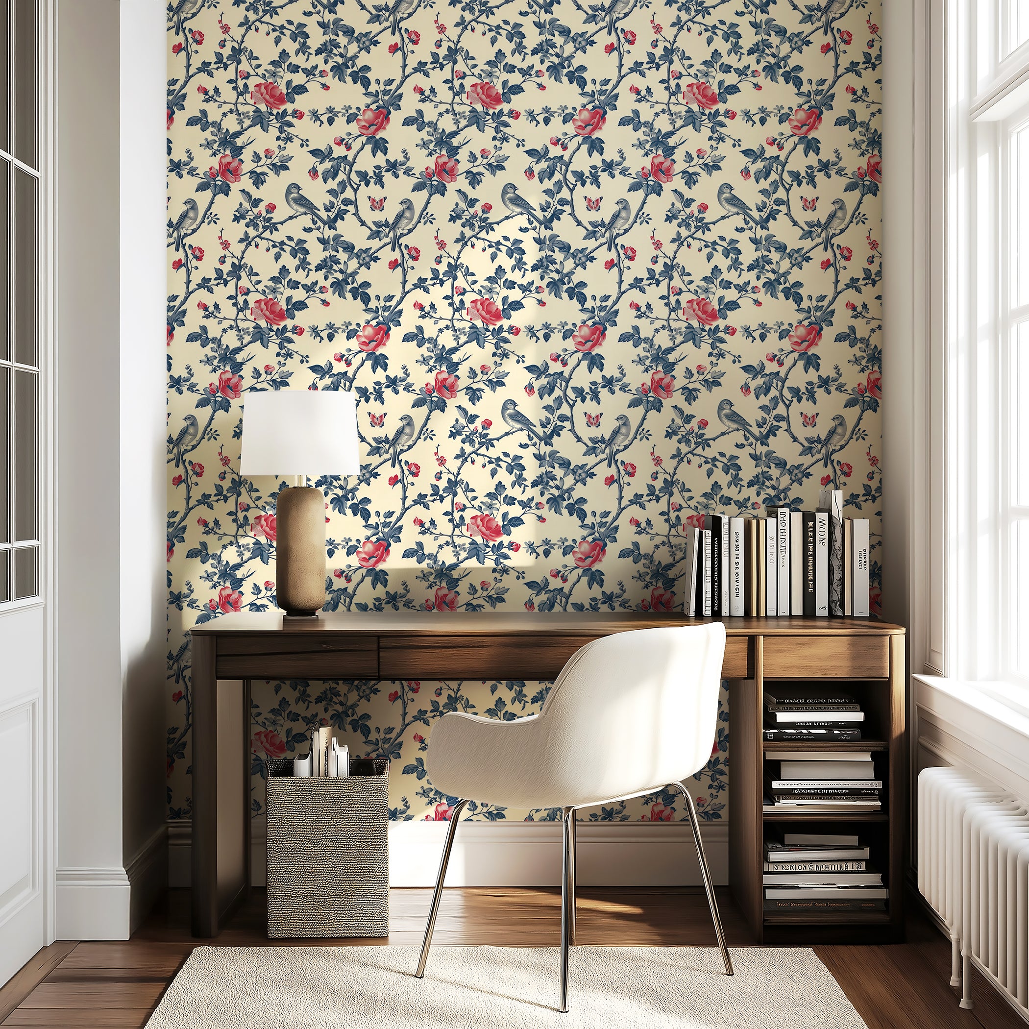 Songbirds Among Roses Wallpaper