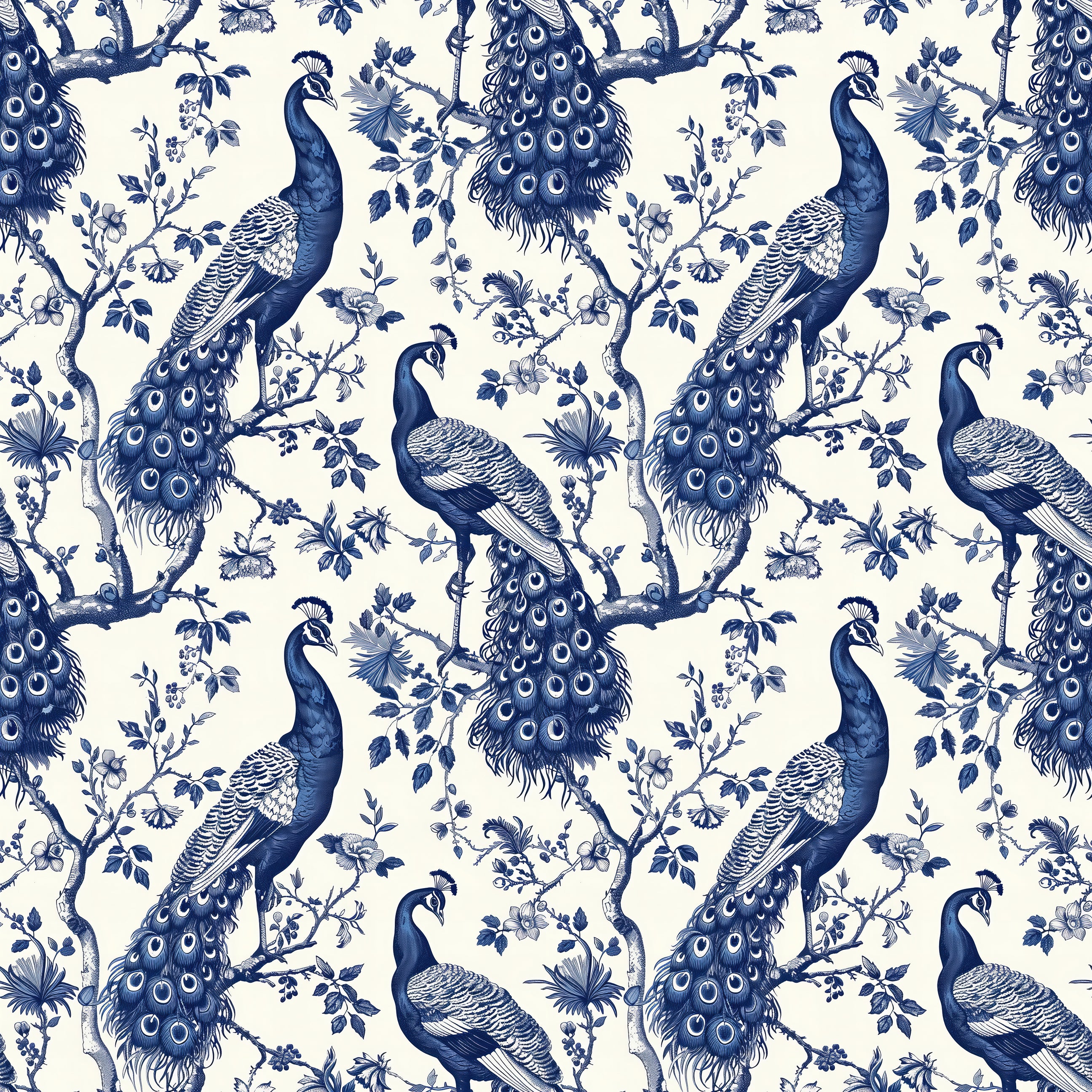 Royal Plumage Toile Wallpaper