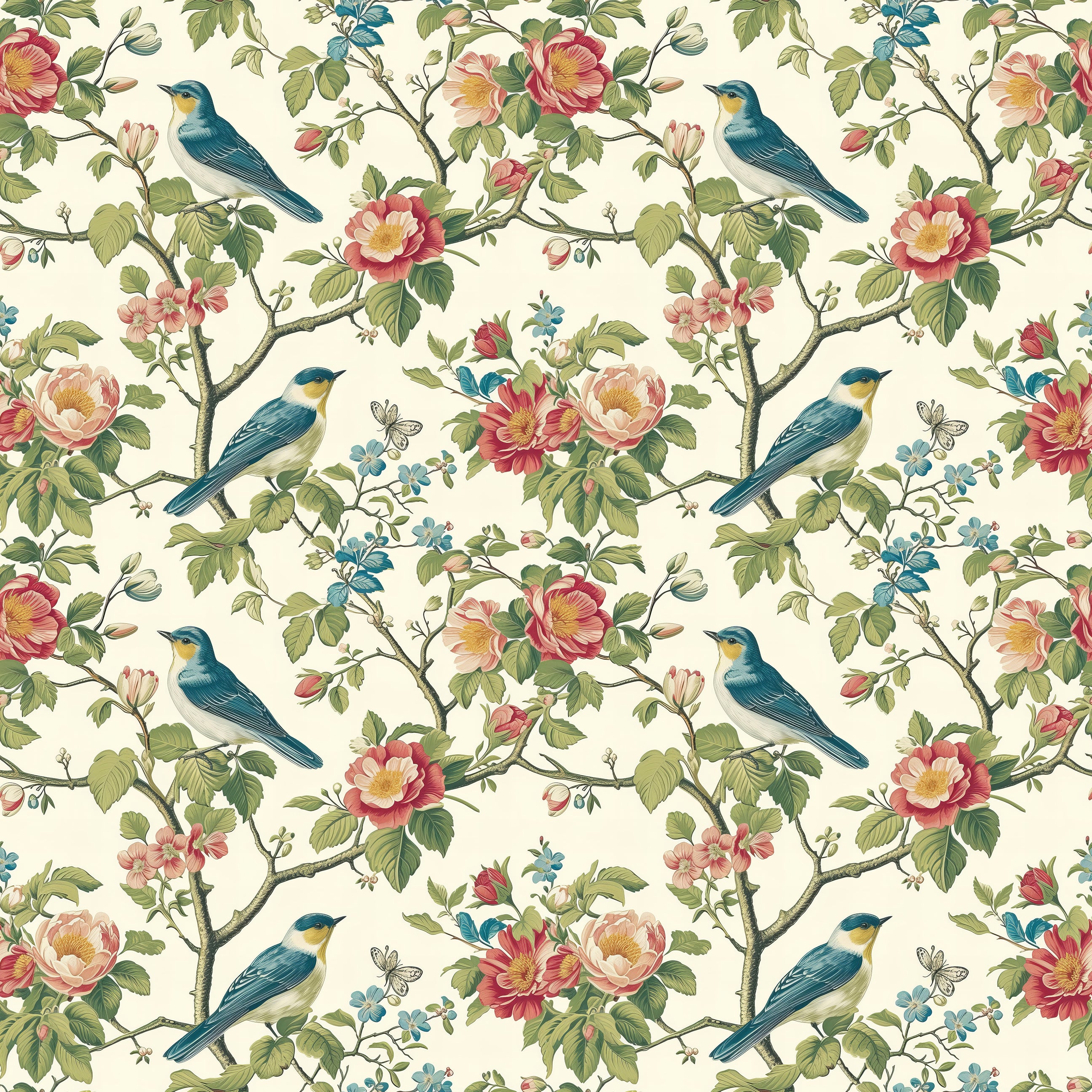 Bluebird Bloomscape Wallpaper
