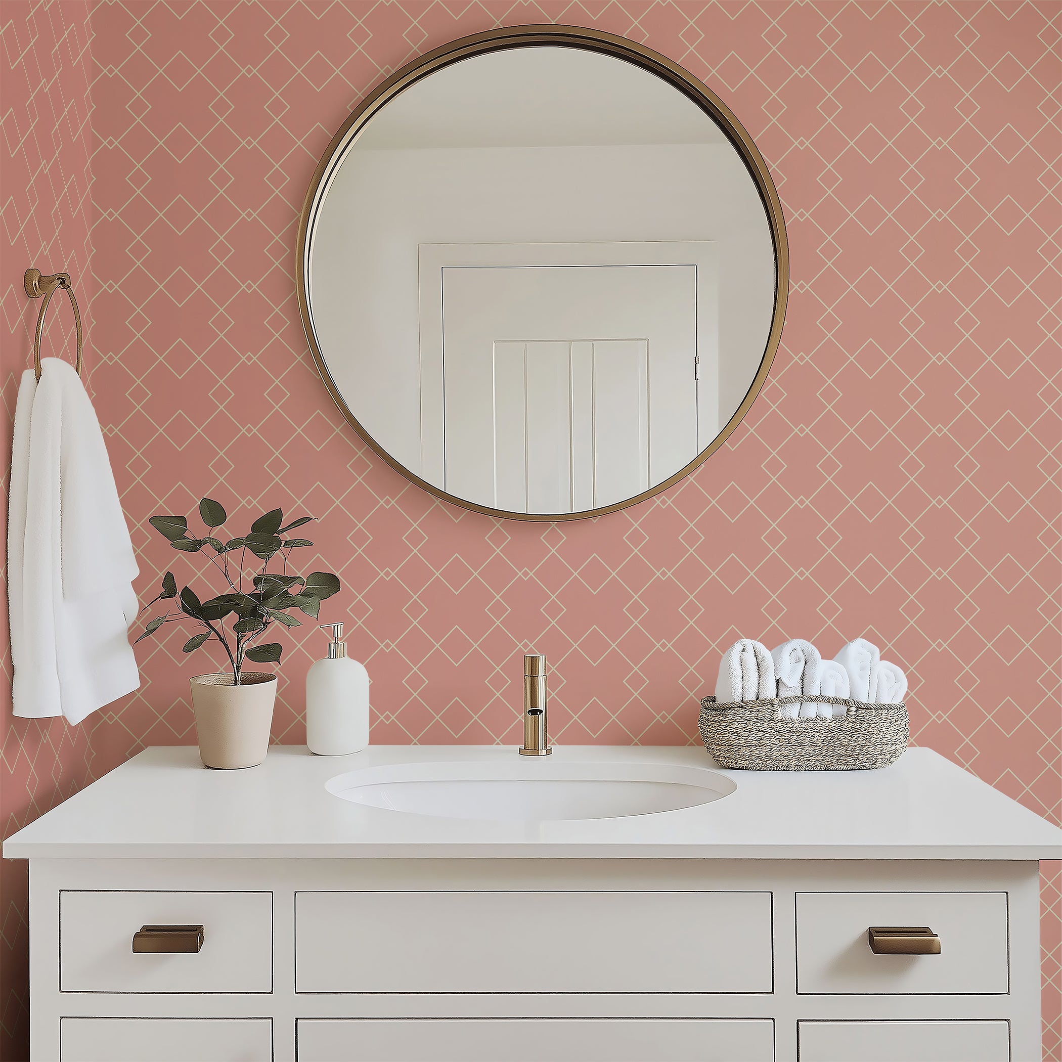 Peach Prism Pattern Wallpaper
