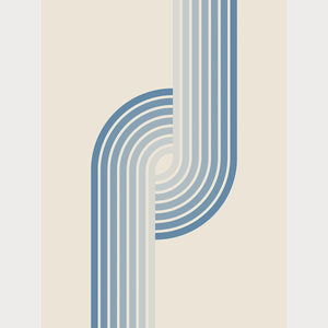 Bauhaus wall art print featuring soft blue gradient stripes in a minimalist design resembling icy waters.