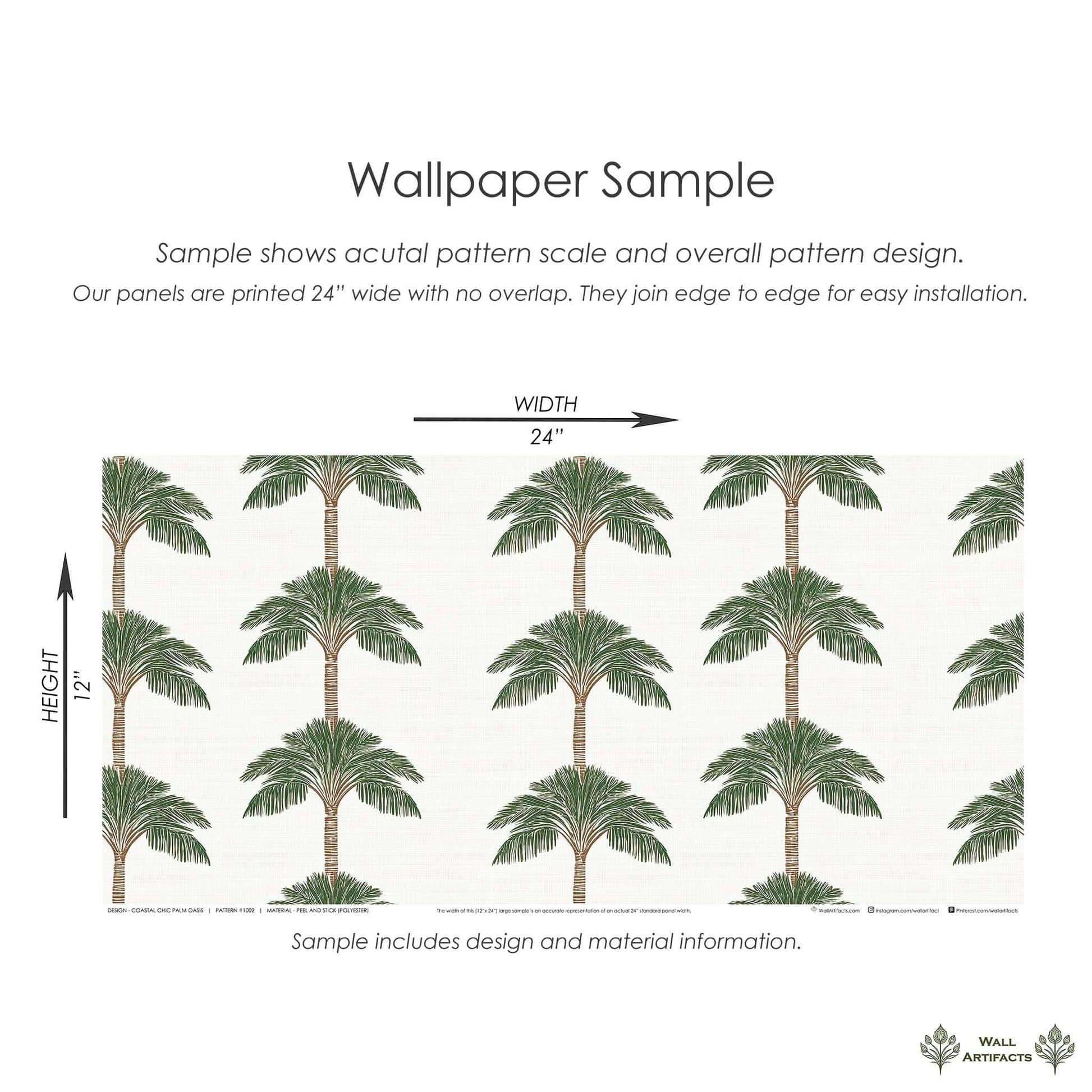 Wallpaper sample featuring palm trees on a textured background, showcasing a coastal chic design ideal for modern beach-inspired interiors.