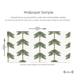 Wallpaper sample featuring palm trees on a textured background, showcasing a coastal chic design ideal for modern beach-inspired interiors.