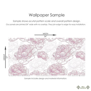 Sample of Ethereal Peony Charm Wallpaper with hand-drawn peonies in blush and ivory, showcasing monochromatic floral design.